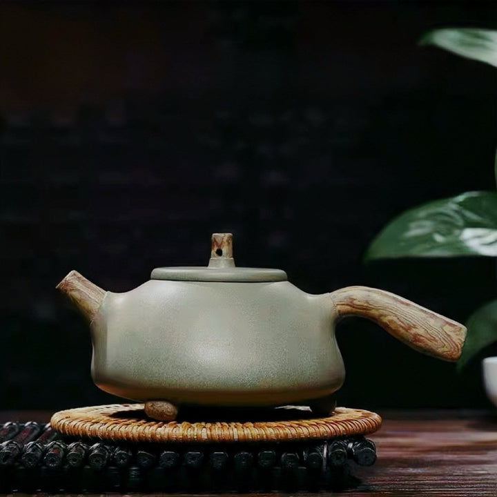 Ancient Forest - Handmade Duanni Green Clay Yixing Teapot - Tea and Whisk