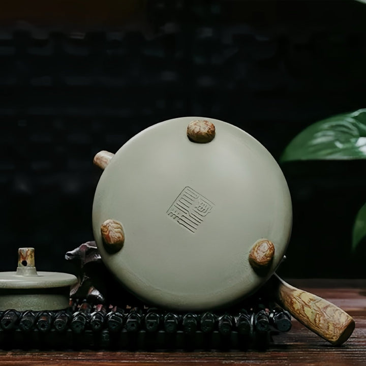 Ancient Forest - Handmade Duanni Green Clay Yixing Teapot - Tea and Whisk