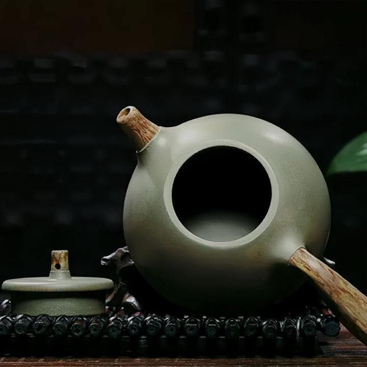 Ancient Forest - Handmade Duanni Green Clay Yixing Teapot - Tea and Whisk