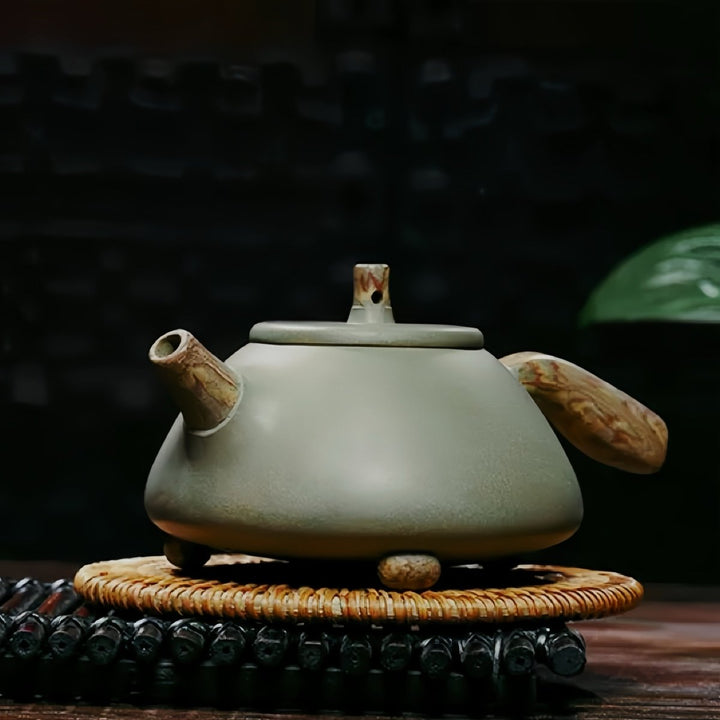 Ancient Forest - Handmade Duanni Green Clay Yixing Teapot - Tea and Whisk