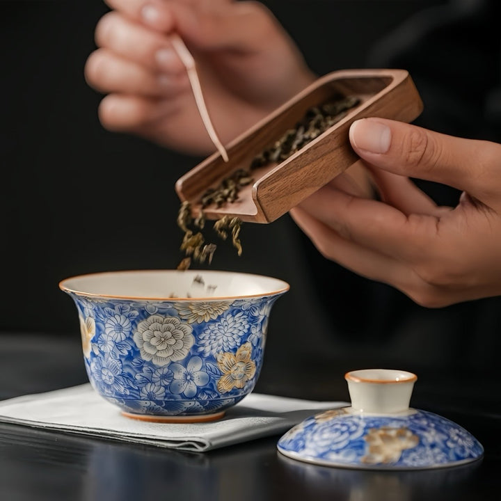 Blue Flowers Garden Gaiwan Travel Tea Set - Tea and Whisk