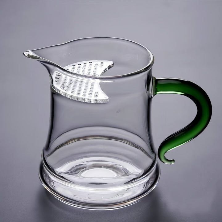 Emerald Green - Glass Tea Brewer / Fairness Cup with Strainer - Tea and Whisk