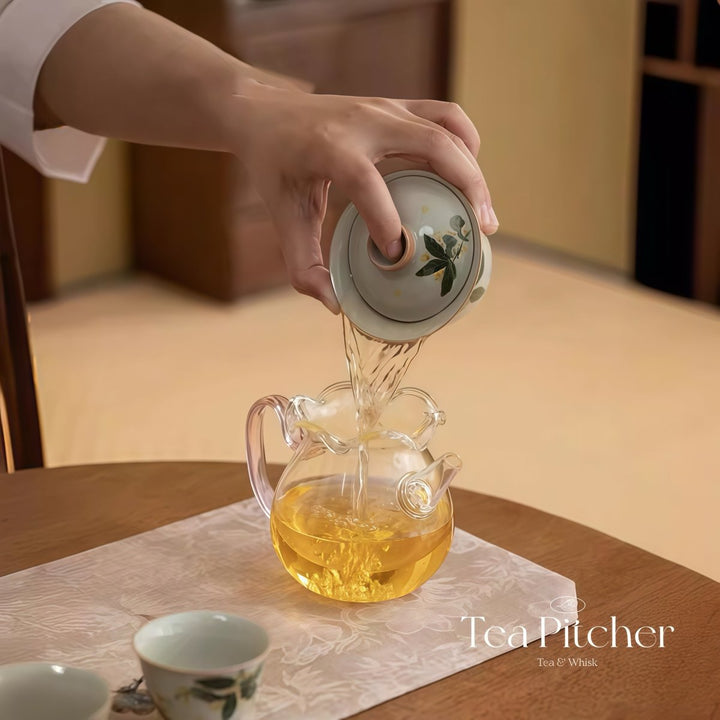 Flower Glass Tea Brewer / Fairness Cup with Built in Strainer - Tea and Whisk
