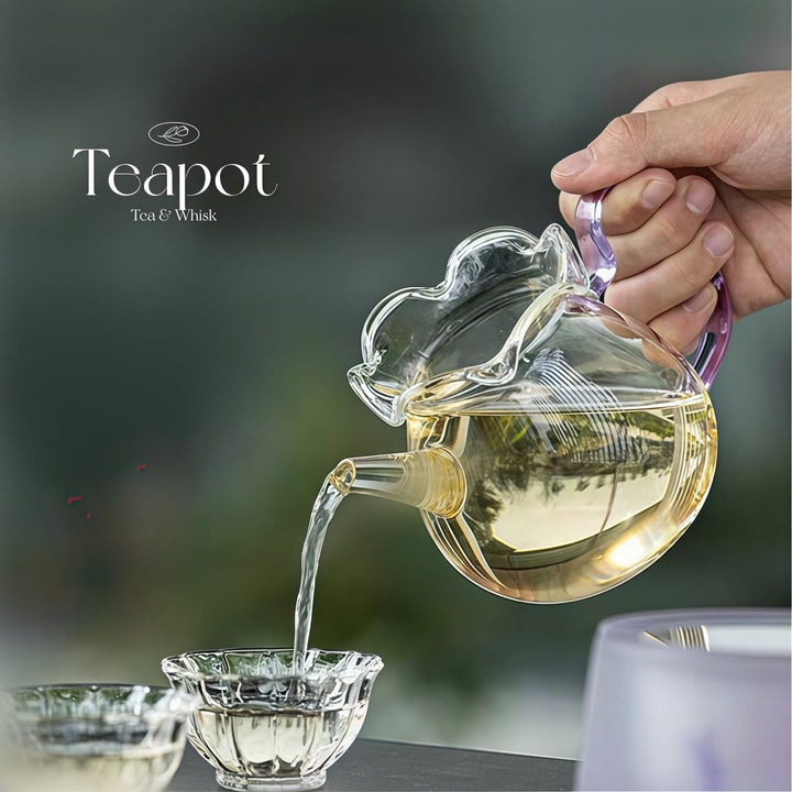 Flower Glass Tea Brewer / Fairness Cup with Built in Strainer - Tea and Whisk