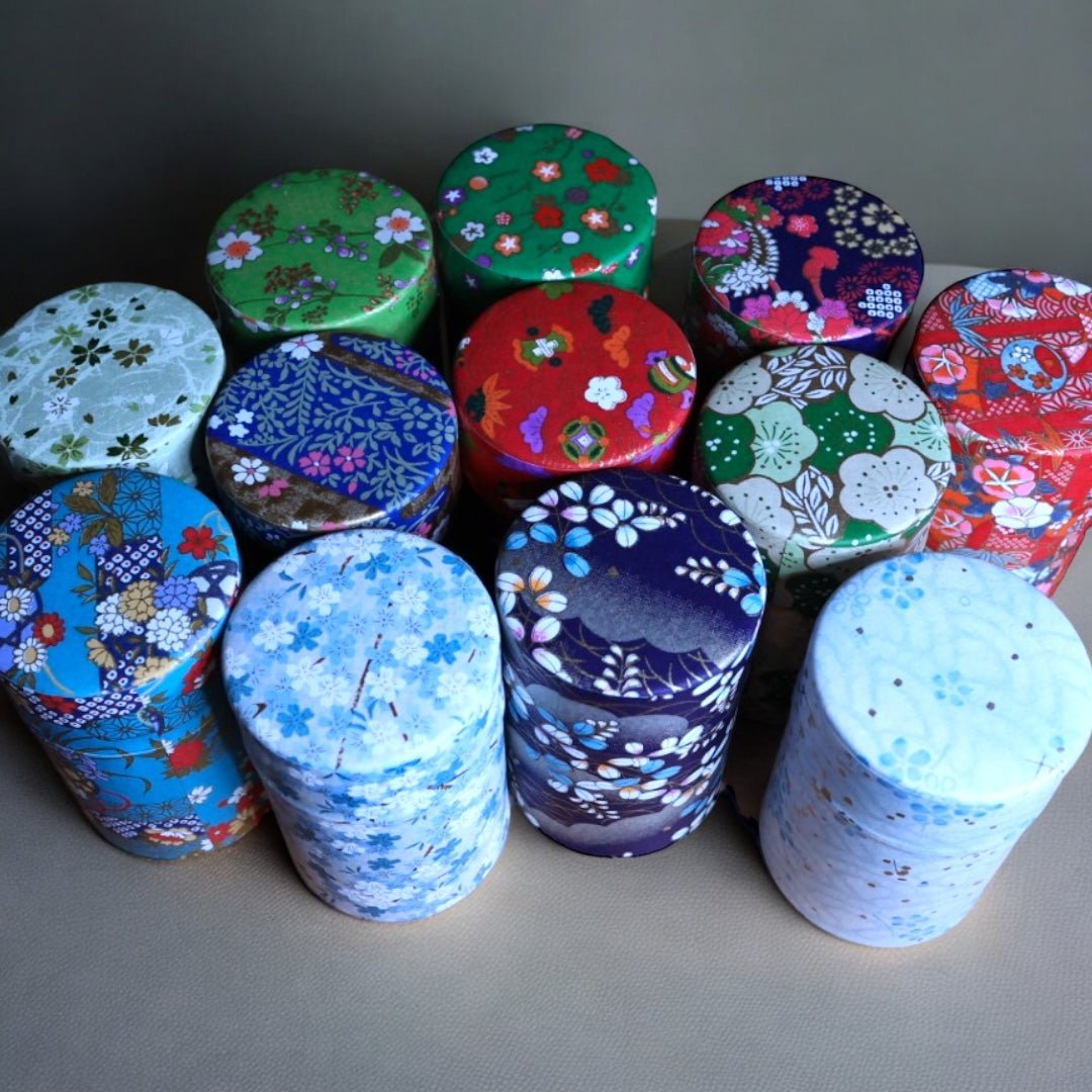 FREE GIFT | Japanese Handcrafted Chazutsu - Washi Tin Tea Canister (Random Pattern) - Tea and Whisk