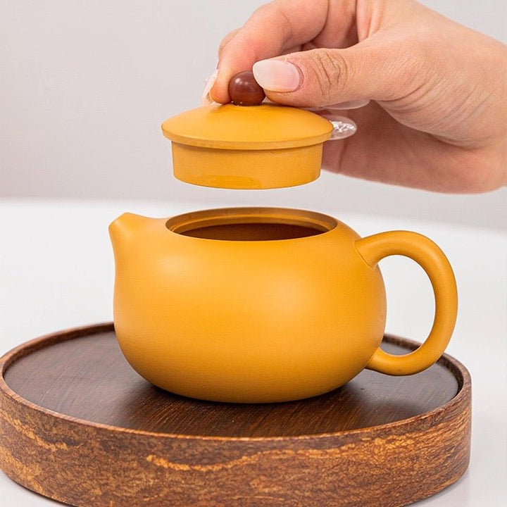 Golden Serenity - Yellow Yixing Clay Teapot with 2 Cups Set - Tea and Whisk