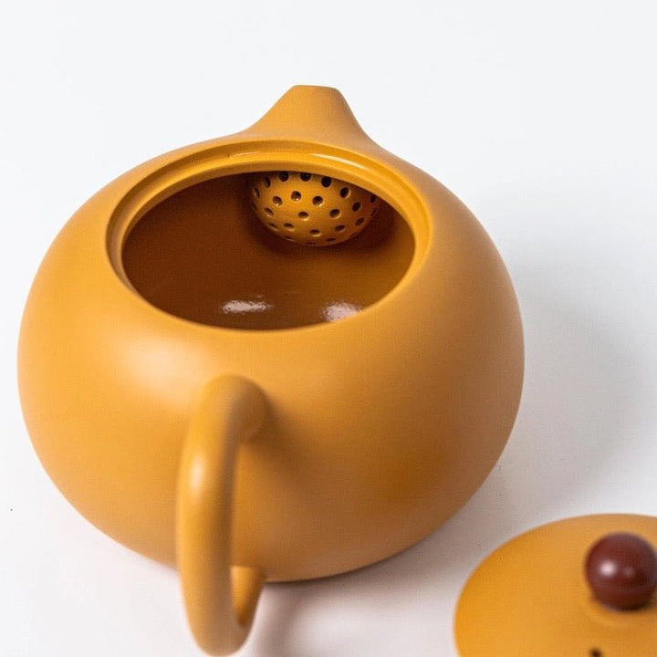 Golden Serenity - Yellow Yixing Clay Teapot with 2 Cups Set - Tea and Whisk