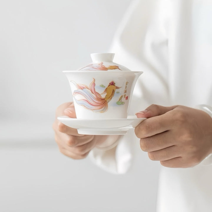 Goldfish - Premium Porcelain Gaiwan - Tea and Whisk