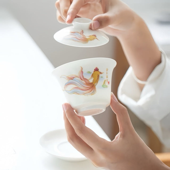 Goldfish - Premium Porcelain Gaiwan - Tea and Whisk