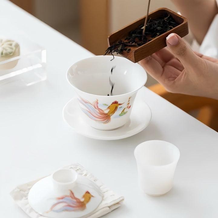 Goldfish - Premium Porcelain Gaiwan - Tea and Whisk