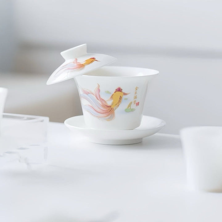 Goldfish - Premium Porcelain Gaiwan - Tea and Whisk