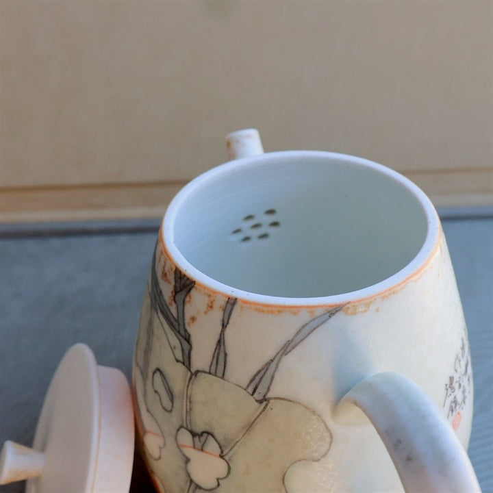 Hand - Painted Blossoming Jingdezhen Teapots - Tea and Whisk