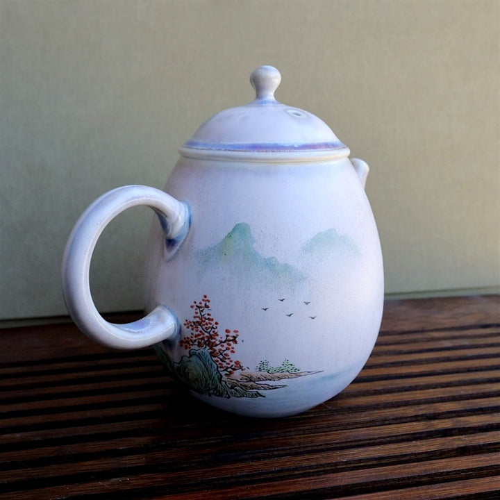 Hand - Painted Misted Mountain Jingdezhen Teapots - Tea and Whisk