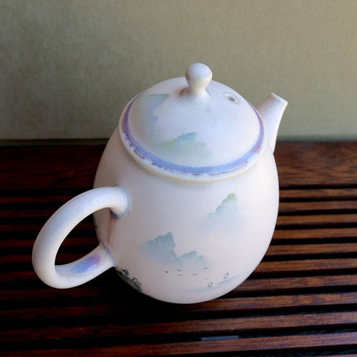Hand - Painted Misted Mountain Jingdezhen Teapots - Tea and Whisk