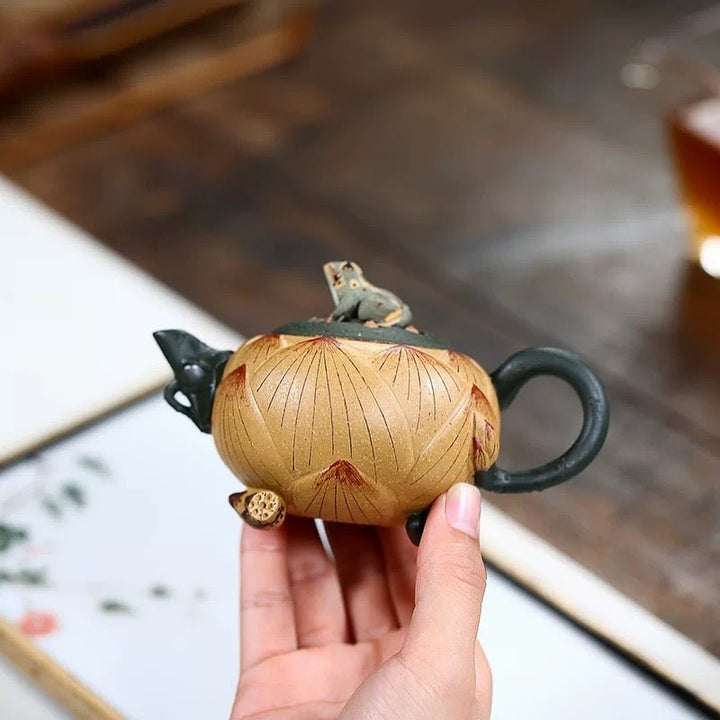 Handmade Yellow Clay Yixing Teapot - Lotus Guardian - Tea and Whisk