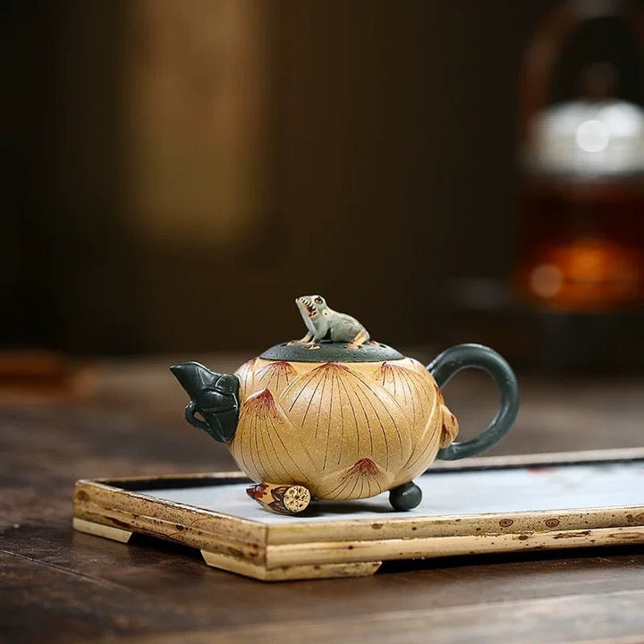 Handmade Yellow Clay Yixing Teapot - Lotus Guardian - Tea and Whisk