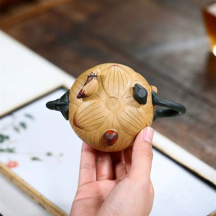 Handmade Yellow Clay Yixing Teapot - Lotus Guardian - Tea and Whisk