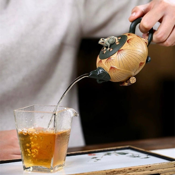 Handmade Yellow Clay Yixing Teapot - Lotus Guardian - Tea and Whisk