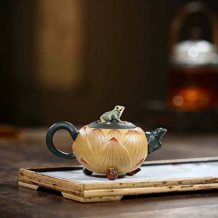 Handmade Yellow Clay Yixing Teapot - Lotus Guardian - Tea and Whisk