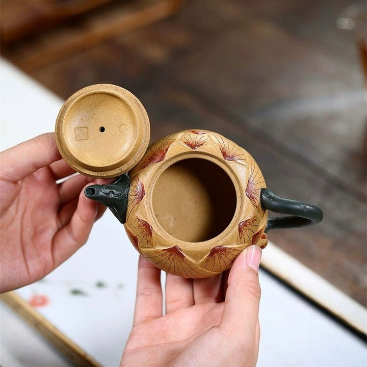 Handmade Yellow Clay Yixing Teapot - Lotus Guardian - Tea and Whisk