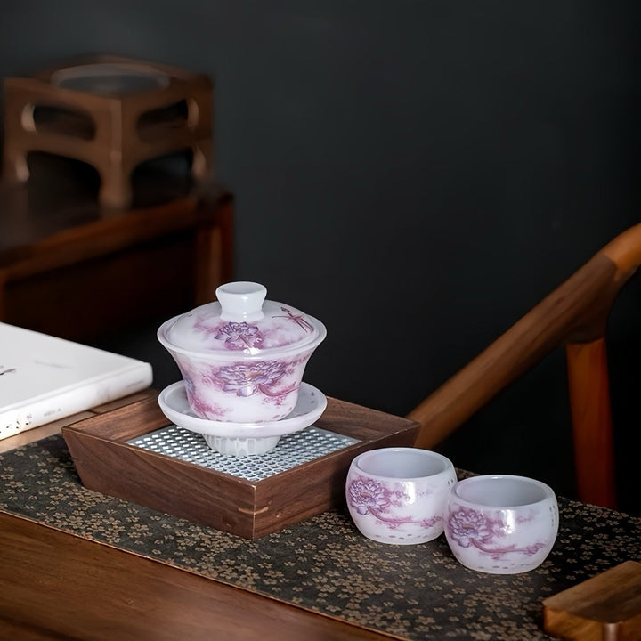 Liuli Gaiwan with Two Teacups Set of 3 - Tea and Whisk