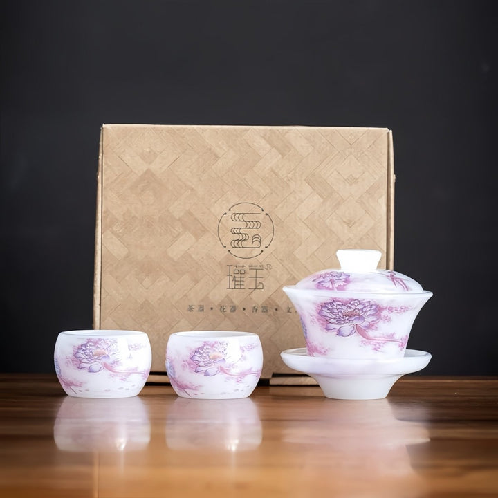 Liuli Gaiwan with Two Teacups Set of 3 - Tea and Whisk