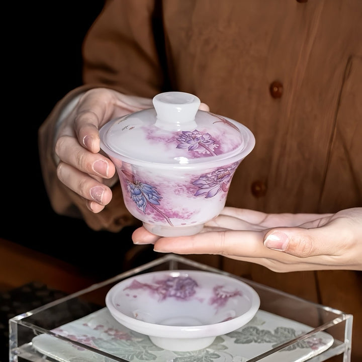 Liuli Gaiwan with Two Teacups Set of 3 - Tea and Whisk