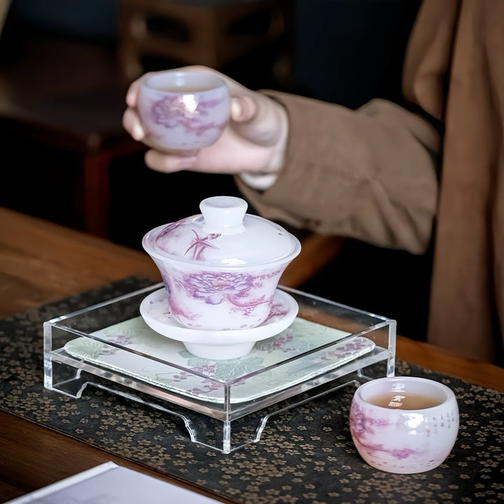 Liuli Gaiwan with Two Teacups Set of 3 - Tea and Whisk