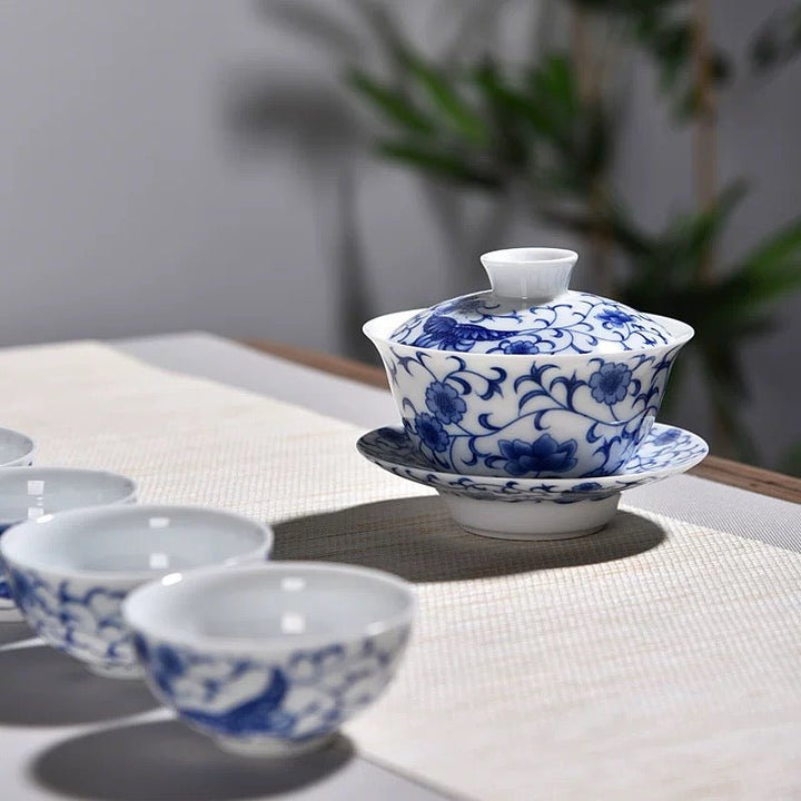 Premium Jade Porcelain Gongfu Teapot and Gaiwan Full Set with Gift Box - Tea and Whisk