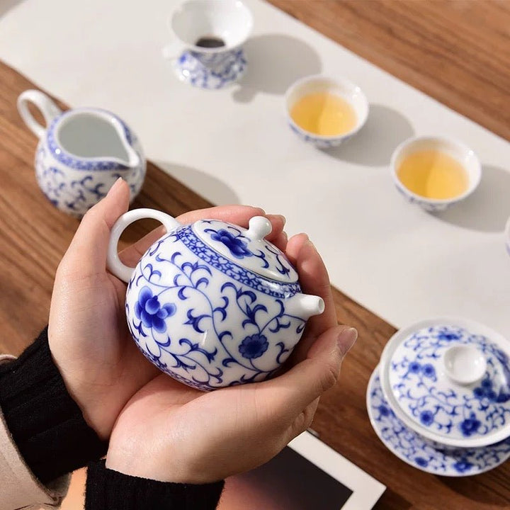 Premium Jade Porcelain Gongfu Teapot and Gaiwan Full Set with Gift Box - Tea and Whisk