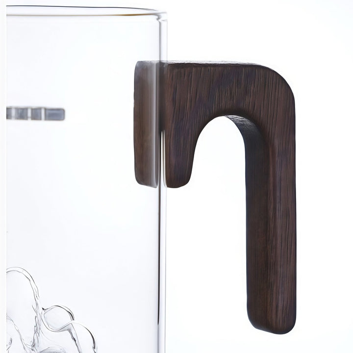 Silent Elegance Glass Tea Brewer with Lid and Wooden Handle - Tea and Whisk