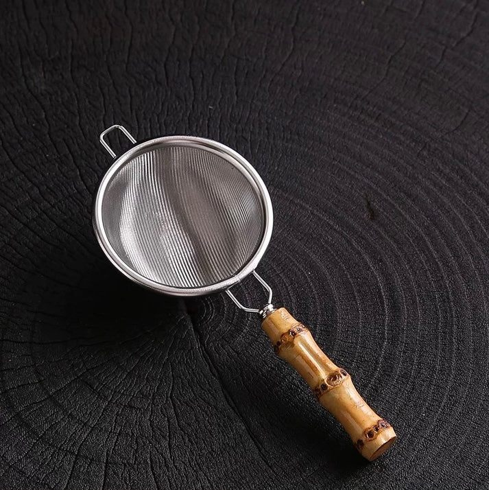 Superfine Gongfu Tea Strainer with Bamboo Handle - Tea and Whisk