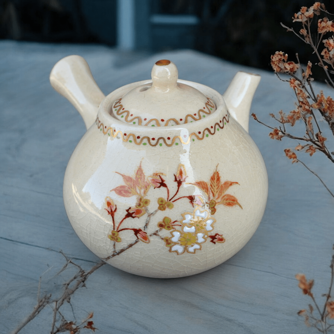 Tohomura Handpainted Japanese Kyusu Teapot - Hanagokoro - Tea and Whisk