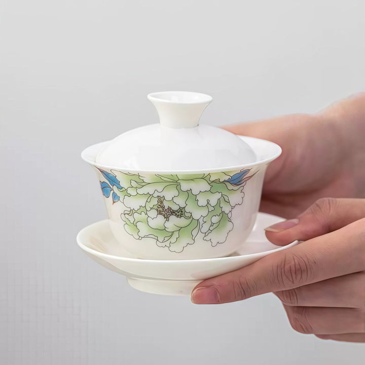 White Peony Premium Gaiwan with 6 Cups Set - Tea and Whisk