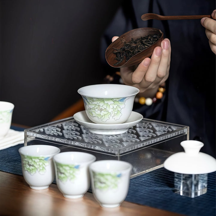 White Peony Premium Gaiwan with 6 Cups Set - Tea and Whisk