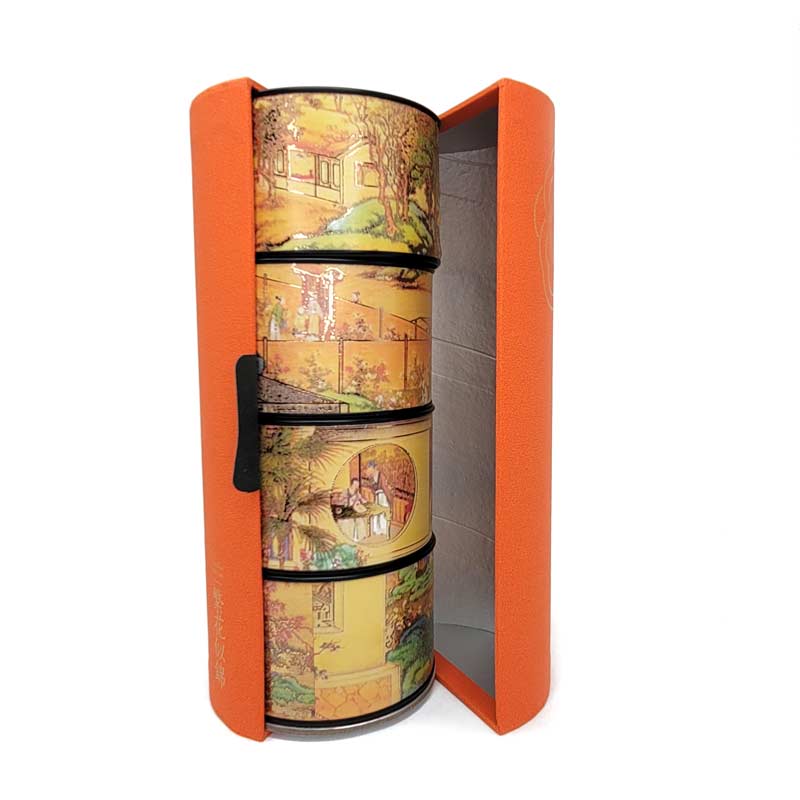 Decorative Barrel Gift Box Set with 4 Herbal Loose Teas