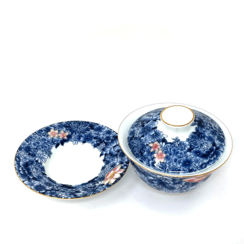 Classic Western Gaiwan with Pink Flower (Small)