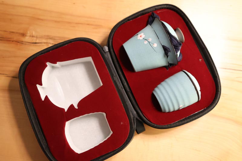 Hand-Painted Cherry Blossom Tea Set With Protective Travel Case