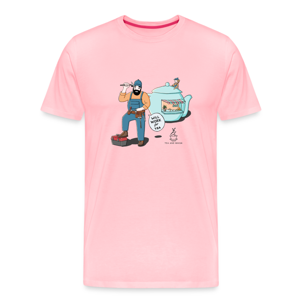 Will Work For Tea Premium T-Shirt - pink