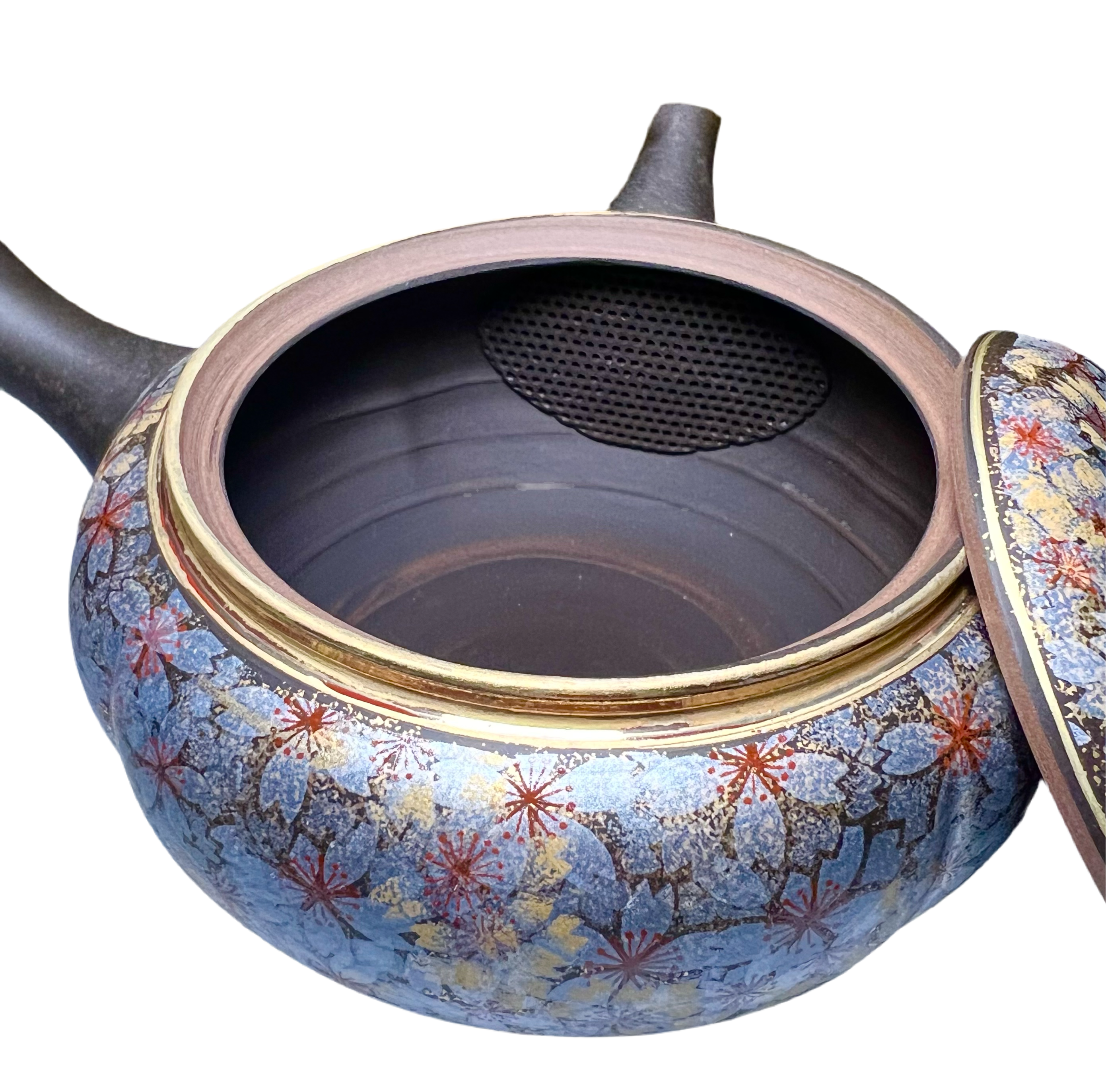 Japanese Handmade Kyusu Teapot - Metallic Sakura