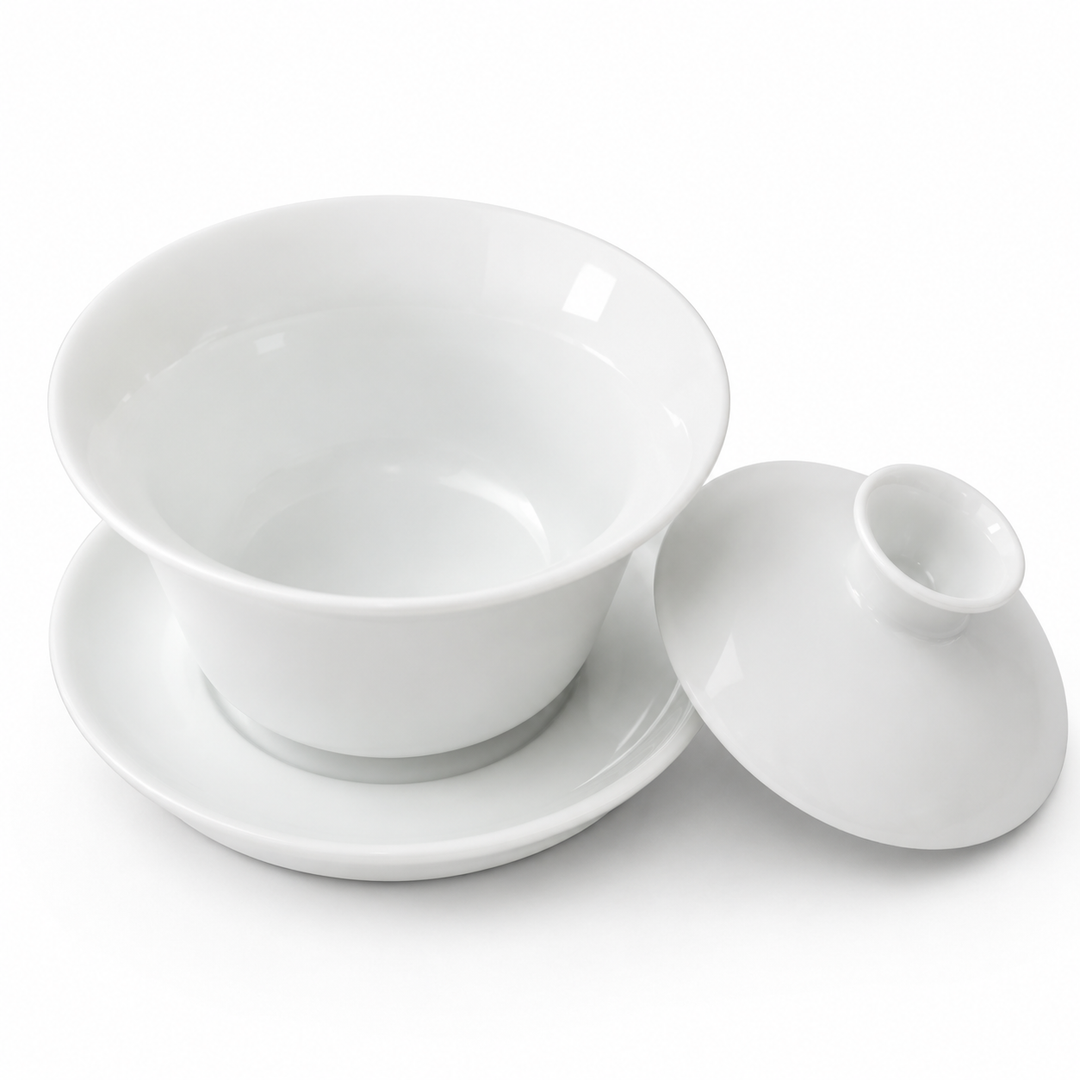 Jingdezhen “Horseshoe” Pure White Jade Porcelain Gaiwan