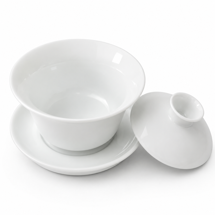 Jingdezhen “Horseshoe” Pure White Jade Porcelain Gaiwan