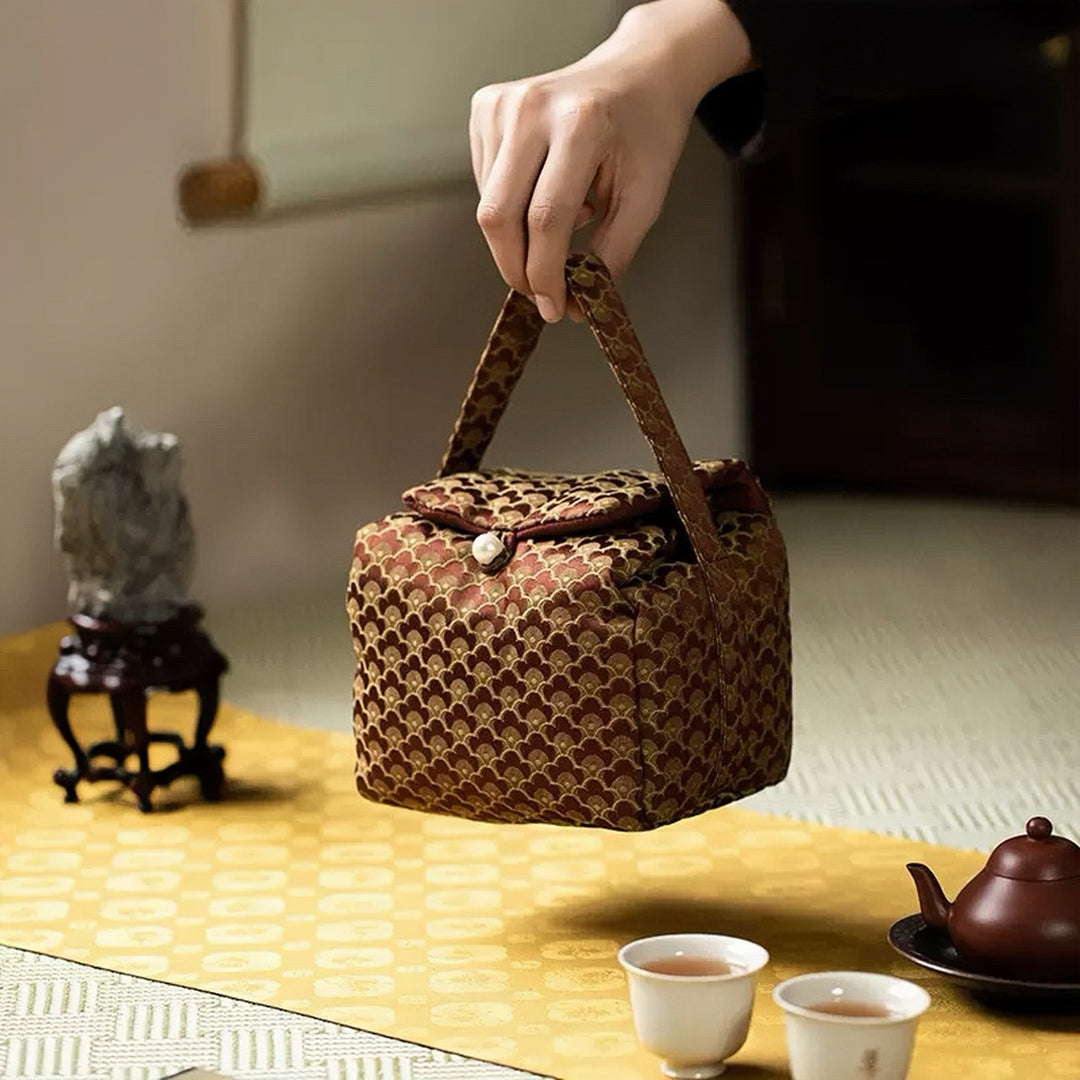 Cloud Brocade Teaware Travel Pouch Collection
