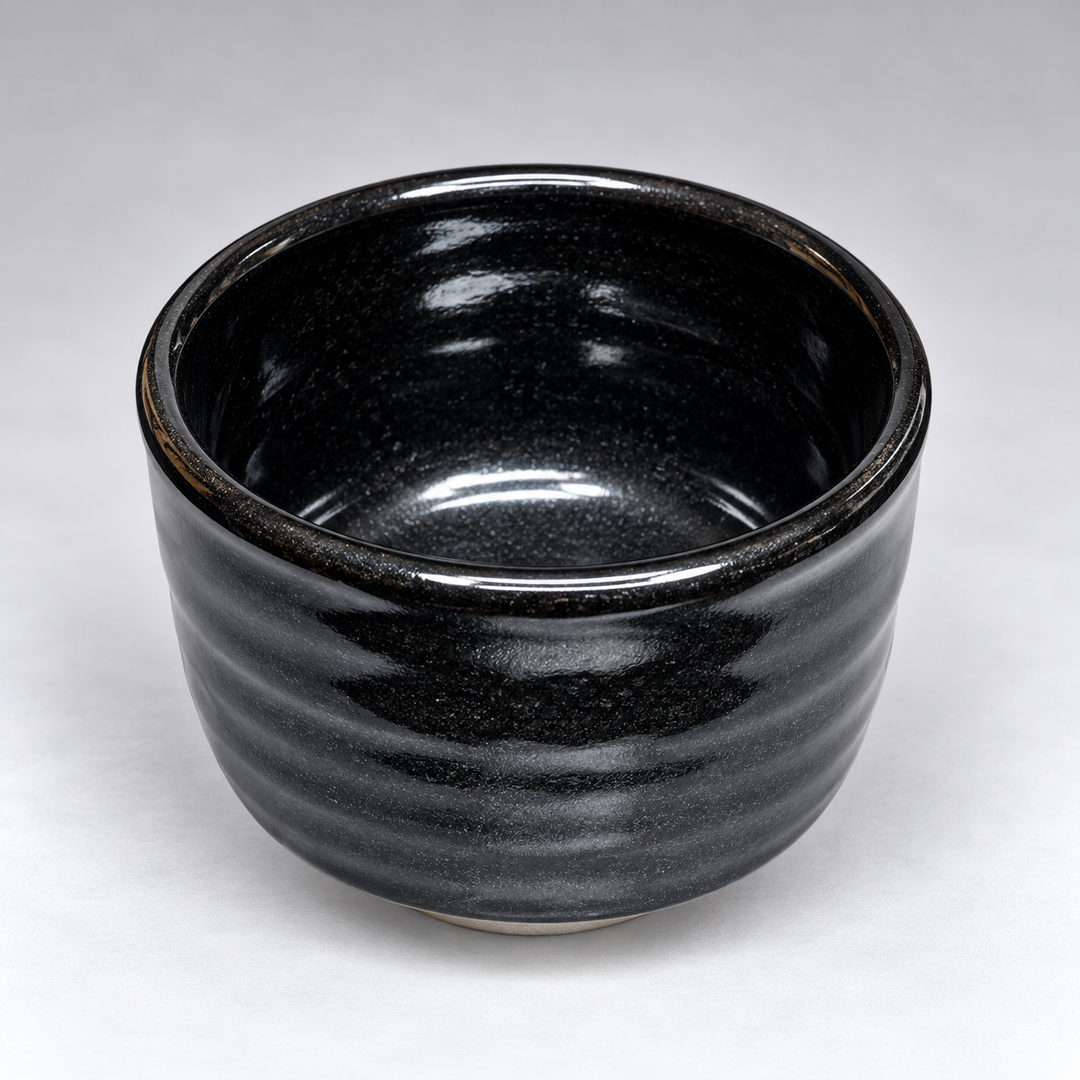 Obsidian Ripple - Japanese Handmade Shigayaki Matcha Bowl