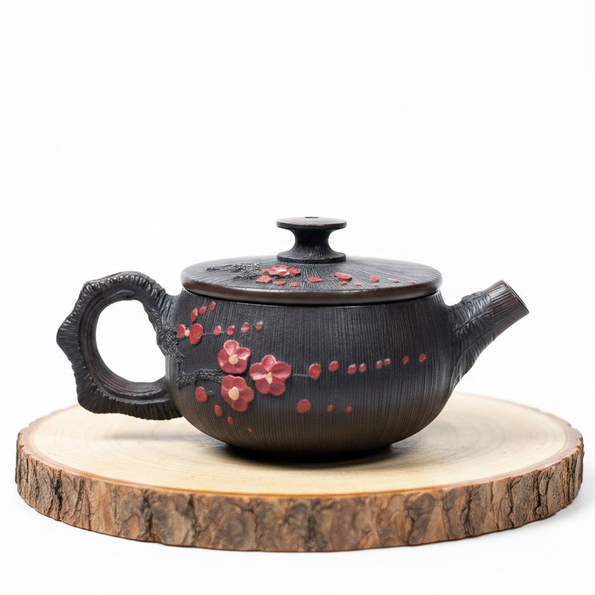 Crimson Plum Blossom- Master Handmade Jianshui Small Teapot