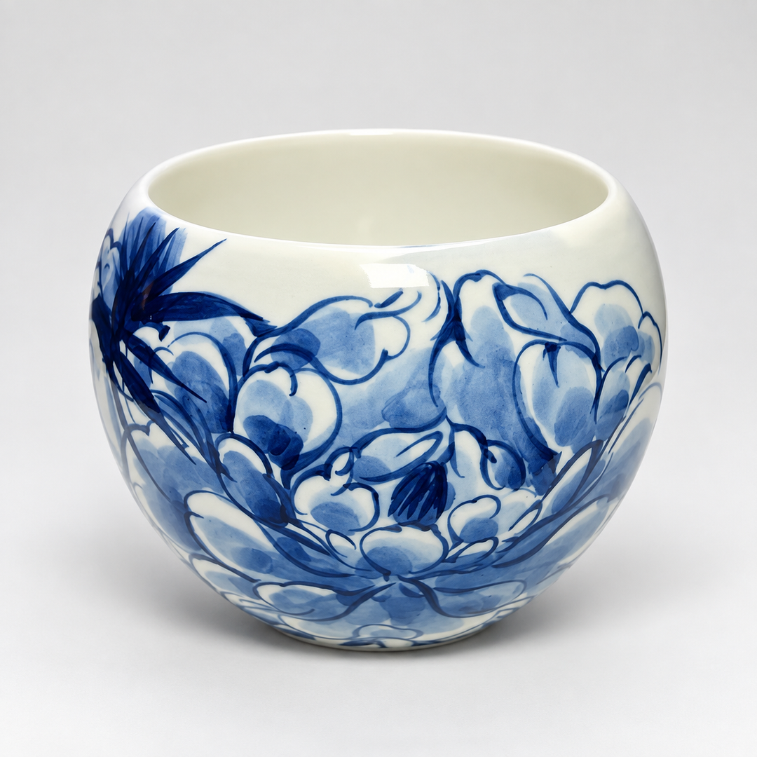 Japanese Handcrafted Arita-yaki Qinghua Porcelain Large Teacup 235ml