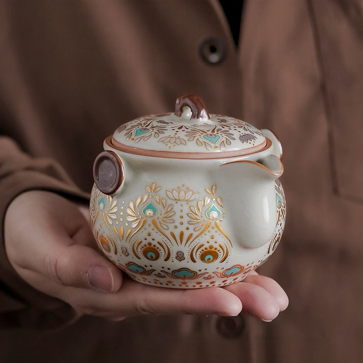 Celestial Radiance - Premium Ru Kiln Teapot and Gaiwan Complete Tea Set