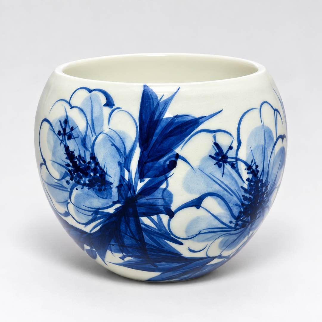 Japanese Handcrafted Arita-yaki Qinghua Porcelain Large Teacup 235ml