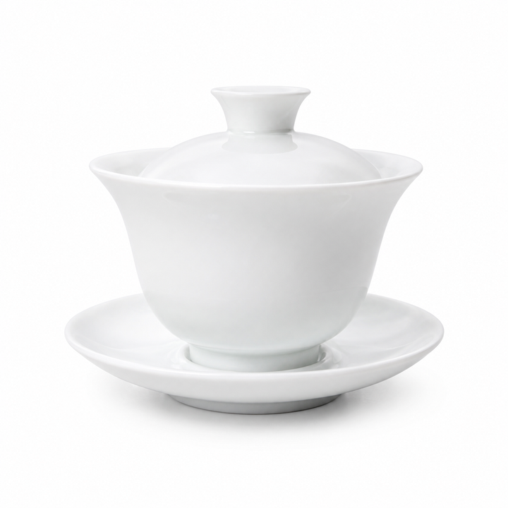 Jingdezhen “Peony Bell” Pure White Jade Porcelain Gaiwan