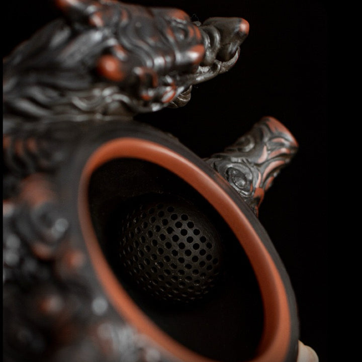 Flaming Pearl Dragon - Master Handcrafted Purple Clay Teapot